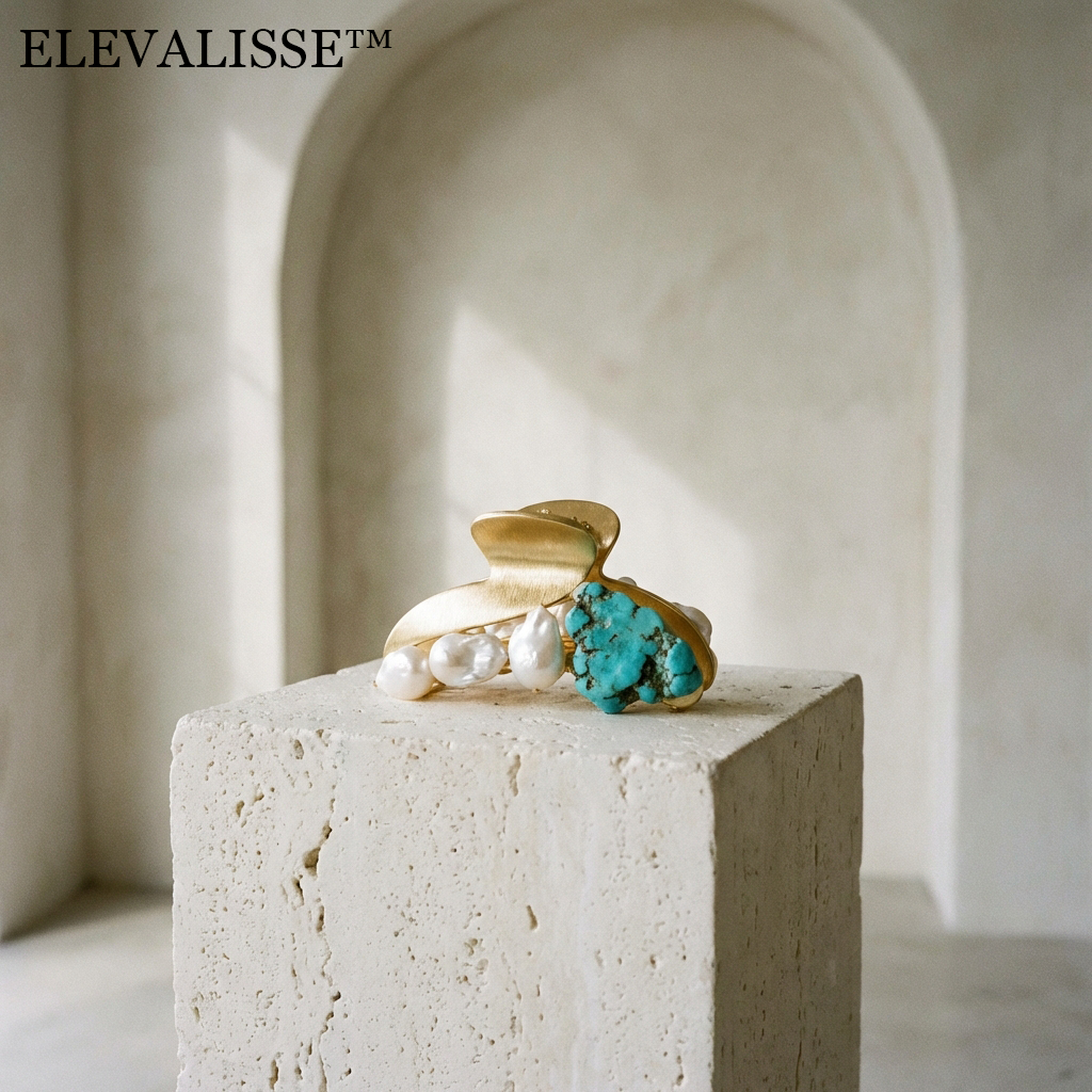 Elevalisse™ THE AZURE CREST CLAW -"Do not simply tie your hair back. Crown it. Where the raw earth meets the luminous sea."